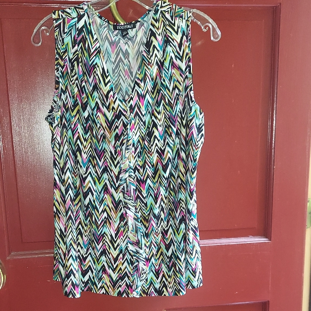 Roz & Ali Multicolor Chevron Blouse